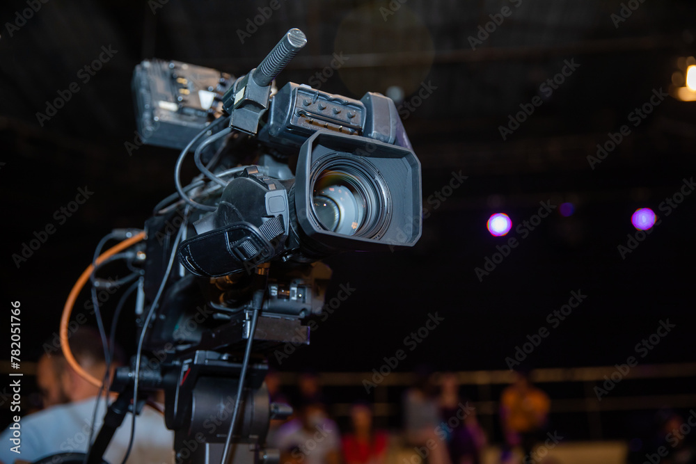 Movie set, cameras, TV station, operators, stock photo