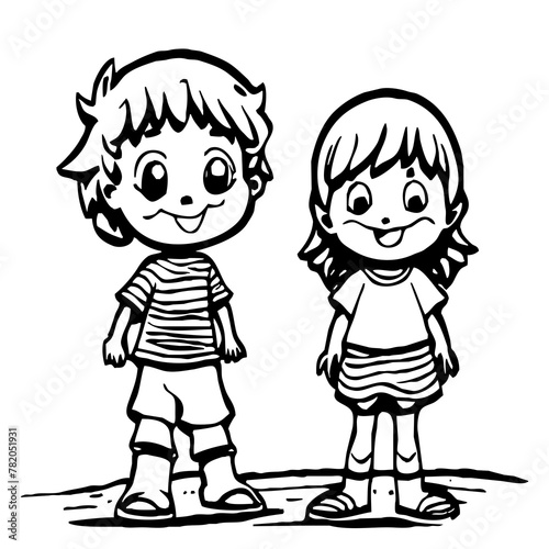Black and white cartoon for children for coloring . Generated by Ai