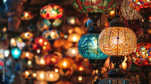 Beautiful vintage lanterns in street to celebrate Chinese lunar new year. © rabbit75_fot