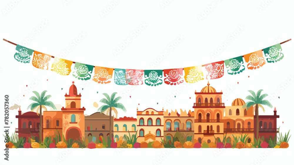 Revolucion mexicana bunting isolated illustration 2