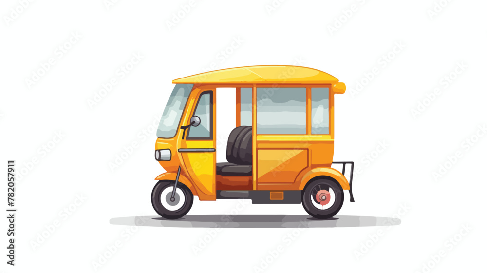 Rickshaw front view vector isolated 2d flat cartoon
