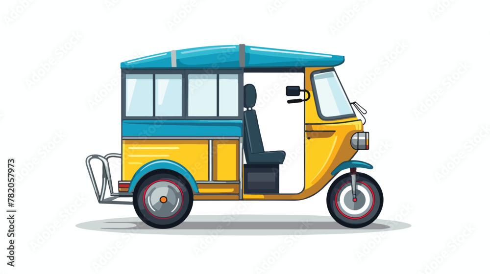 Rickshaw front view vector isolated 2d flat cartoon