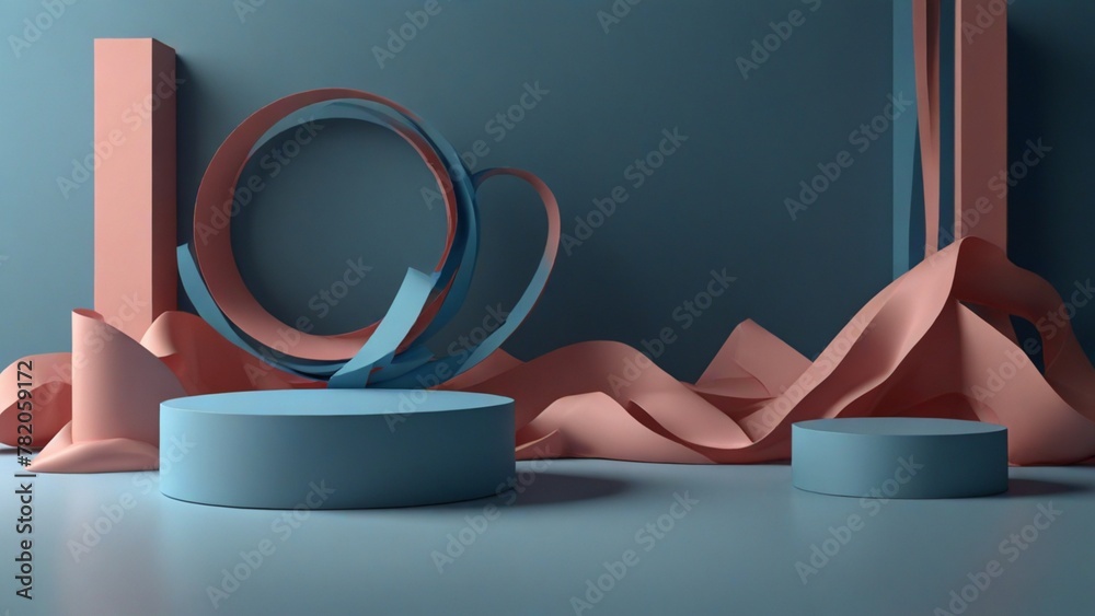 Product podium in a minimalist style. 3d render abstract modern minimal blue background