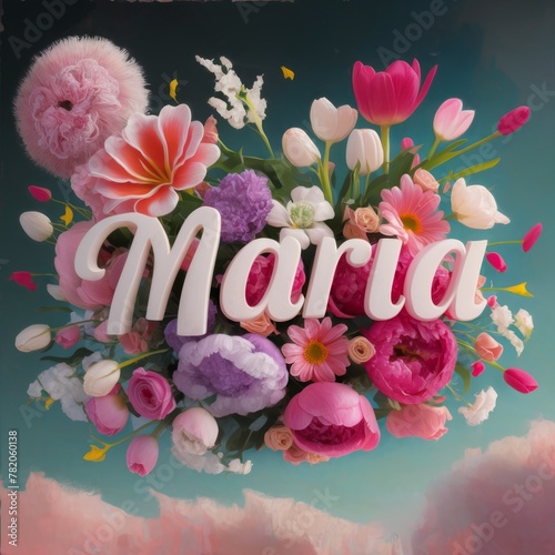 Maria Name is in beautiful flowers