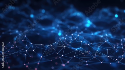 Abstract digital network connection blue background 3D rendering