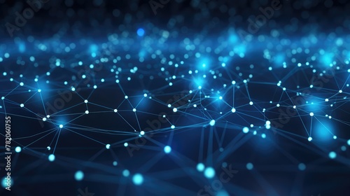 Abstract digital network connection blue background 3D rendering
