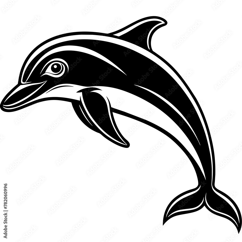 Obraz premium dolphin white background -Vector illustration