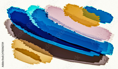 Colorful watercolor stripes are placed on top of each other at an angle on a white background. Imitation of watercolor or oil painting. Abstract background. Illustration.