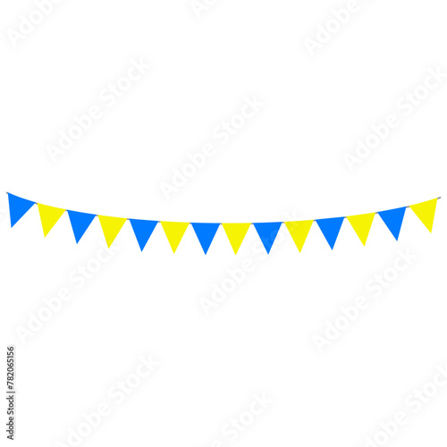 Streamer Flag Pennants Blue Yellow Vector Illustration Design Icon