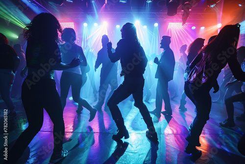Silhouette of people dancing in nightclub