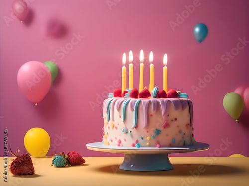 Birthday cake studio shot in pink theme