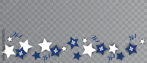 Happy Quebec Day. National holiday of Quebec. Saint Jean-Baptiste Day. Realistic ribbons and decorations with holiday symbol