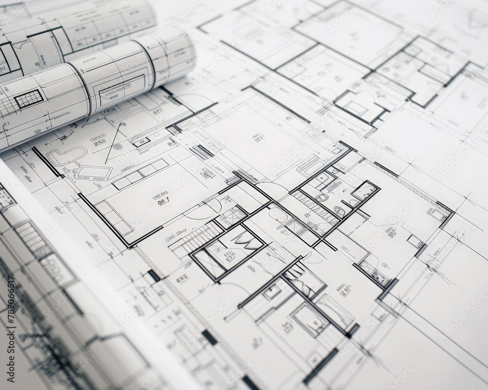 Architecture blueprints background in black and white Architecture blueprints background in black and white