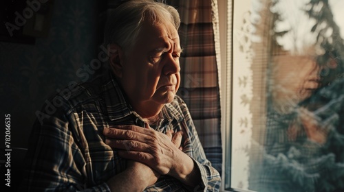 Senior person feel pain sick at home