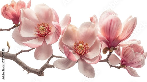 Captivating Magnolia Bloom on Pristine White Canvas Generative AI