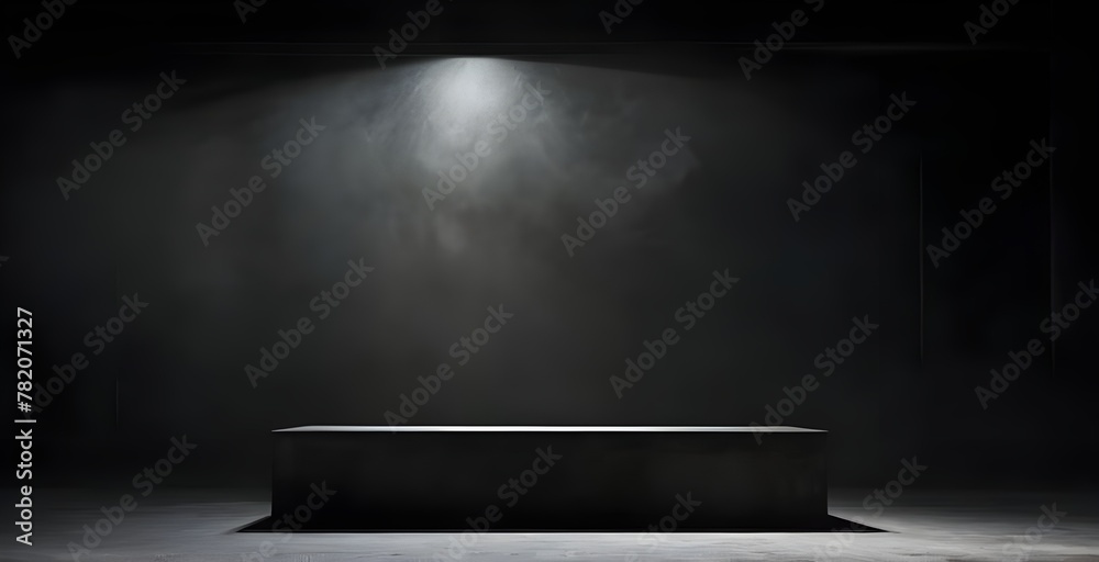 Obraz premium Podium black, dark smoke background product platform