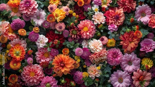 Vibrant Floral Wall Decoration with Assorted Chrysanthemums Generative AI