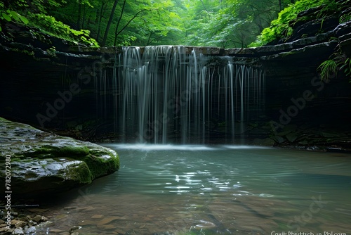 Serene Waterfall in Lush Turkey Run Park. Concept Nature Photography  Waterfalls  Parks  Indiana Landscapes  Outdoor Adventures