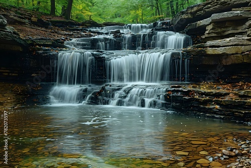 Serenade of Cascades at Turkey Run. Concept Nature Photography, Waterfalls, Hiking Trails, Natural Wonders