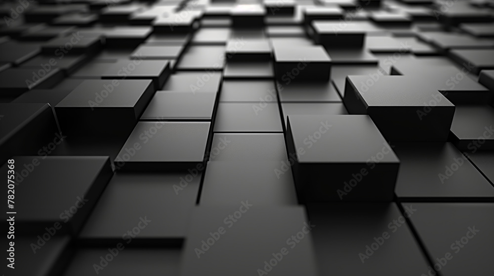 A black and white wall filled with an array of uniform cubes, creating a visually striking and geometric pattern