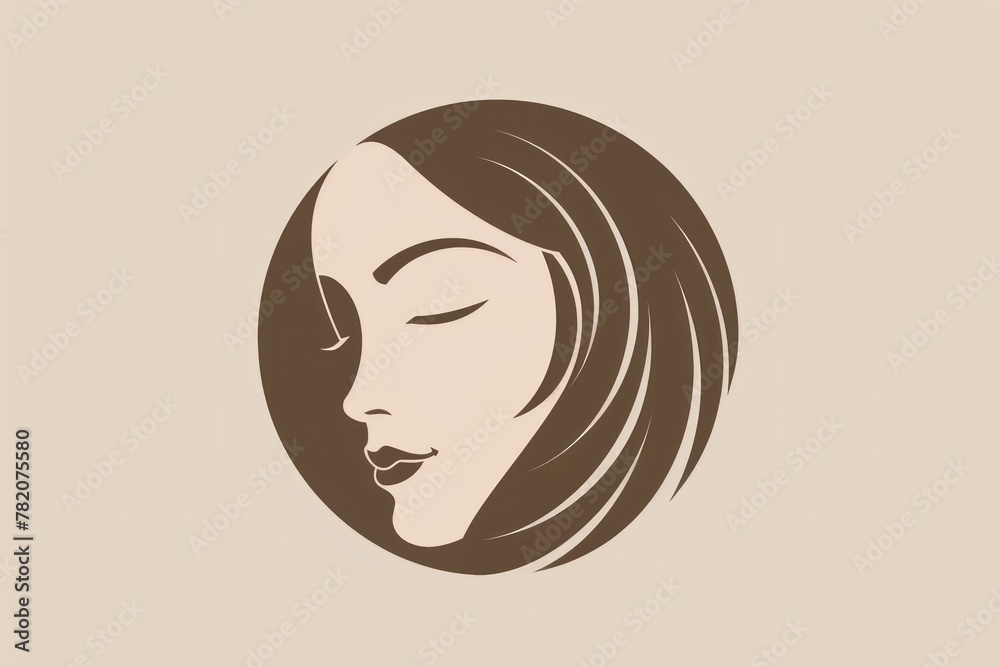 vector face in a circle of brown