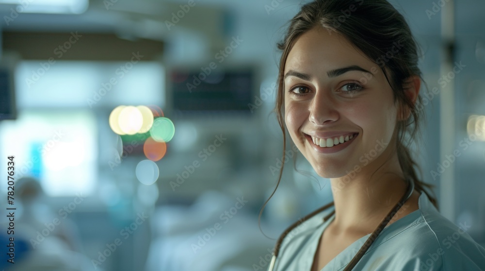 Portrait of smiling doctor nurse in hospital Portrait of smiling doctor nurse in hospital