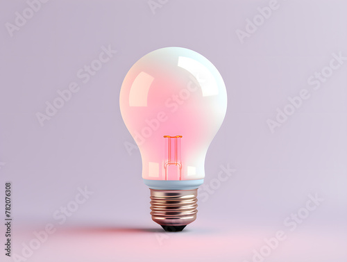 Glowing light bulb isolated on pastel background