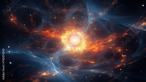 Traces of charged particles in a magnetic field.