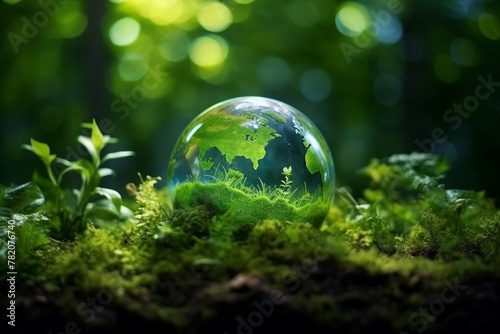 Celebration of Earth Day Generative AI picture green planet beautiful nature in danger AI pic