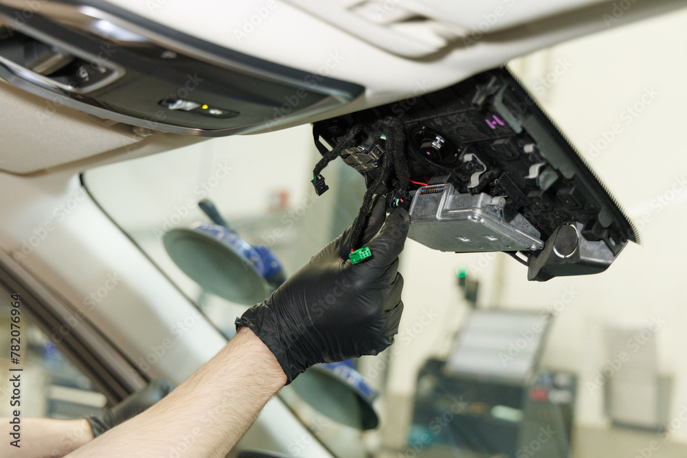 Photography Installing process of car window