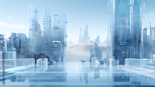 Digital future blue city scene graphics poster web page PPT background