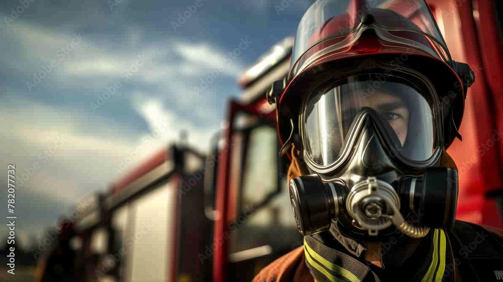 Closeup portrait of a male firefighter Closeup portrait of a male firefighter