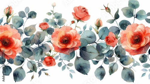 Watercolor Floral Frame for Wedding Invitations Generative AI