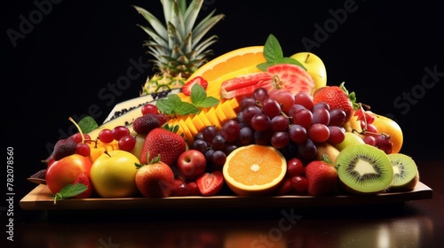 Assortment of exotic fruits on a platter