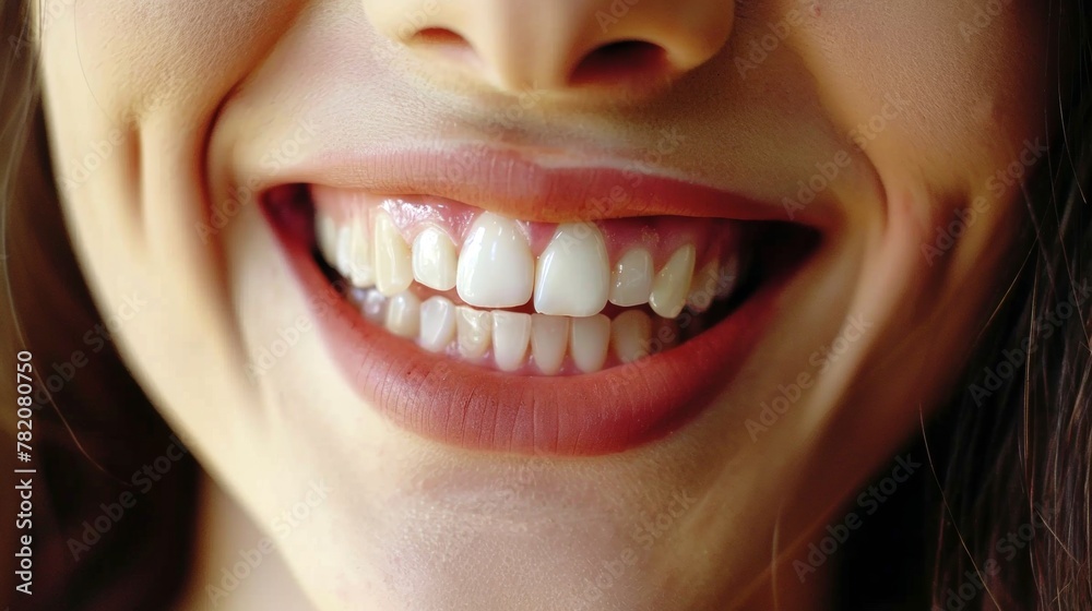 Fototapeta premium Beautiful white teeth and smiling face of a female