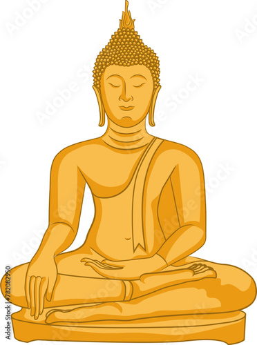 Tranquil Buddha statue graphic for spiritual designs, vector design no background