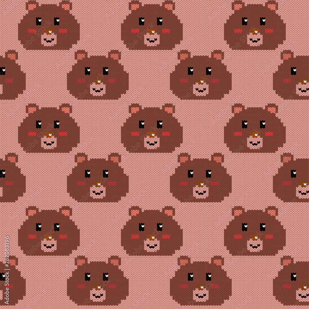 seamless knitted pattern with apple tree.Festive Sweater Design. Cute Bear. Bear cartoon icon, seamless knitted pattern with apple tree.Festive Sweater Design. Cute Bear. Bear cartoon icon,