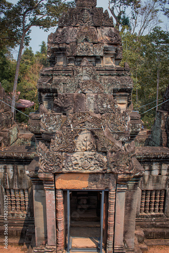 The ancient carving on the main gate at Pre Rup temple in Siem Reap, Cambodia