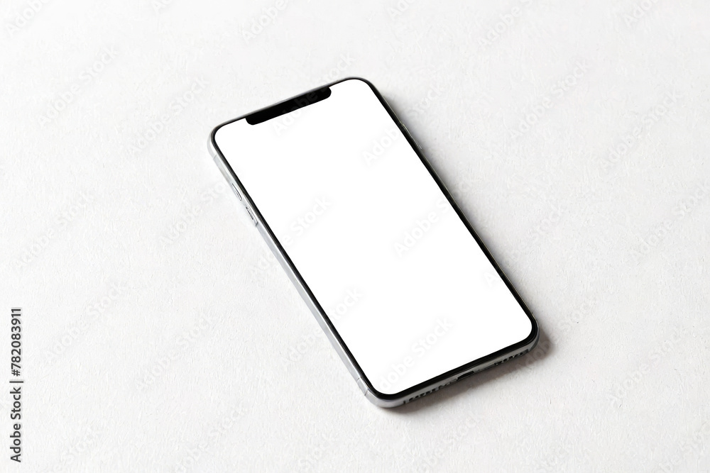 Realistic smartphone mockup. Mobile phone with blank white screen on ...
