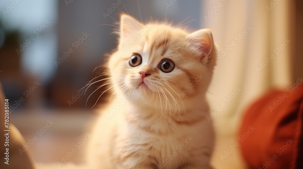pets, animals and cats concept - close up of scottish fold kitten