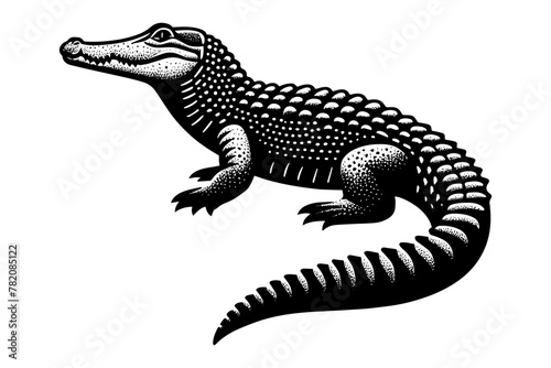 Crocodile silhouette monochrome clip art. Vector illustration photo