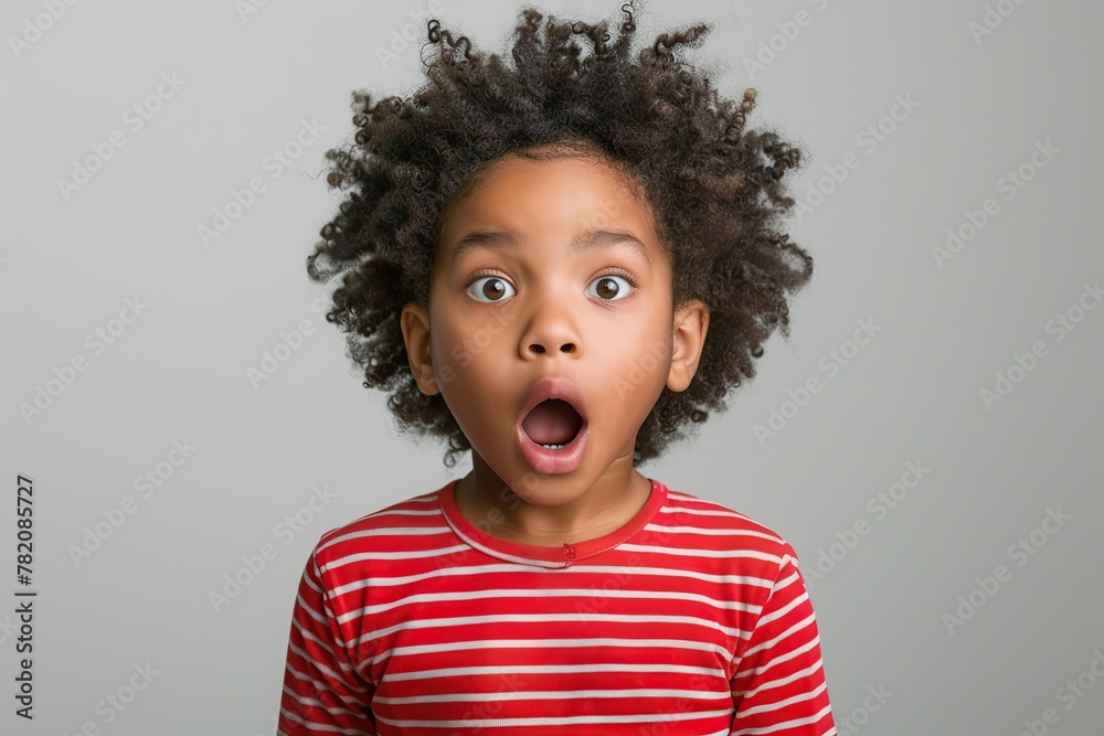 A little boy of three years old with a surprised expression on his face, as if he sees something exciting and amazing. The concept of advertising toys, video games and cartoons. Copy space. Banner A little boy of three years old with a surprised expression on his face, as if he sees something exciting and amazing. The concept of advertising toys, video games and cartoons. Copy space. Banner