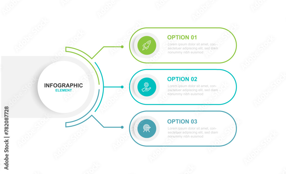 Infographic template vector element with 3 step or section 