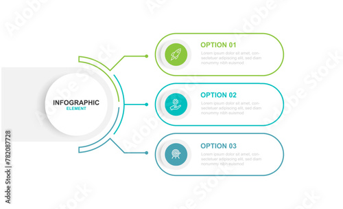 Infographic template vector element with 3 step or section 