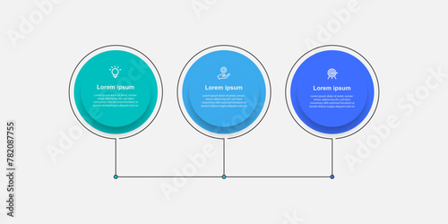 3 step line connected infographic template vector. 