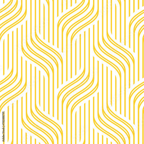 Abstract wavy yellow pattern on a white background. Seamless geometric vector texture
