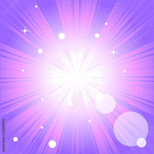 A bright light source glows and emits rays. Abstract purple bright background photo