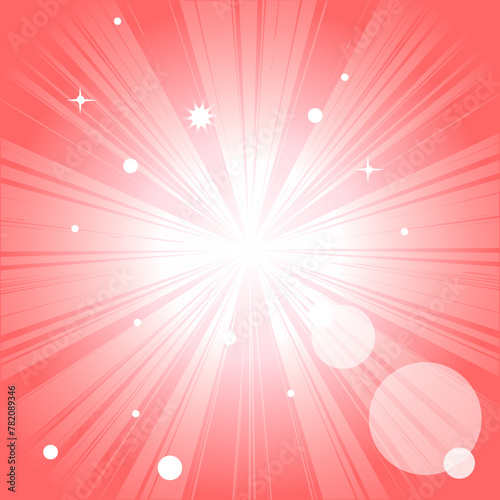Abstract light red bright background. A bright light source glows and emits rays (ID: 782089346)