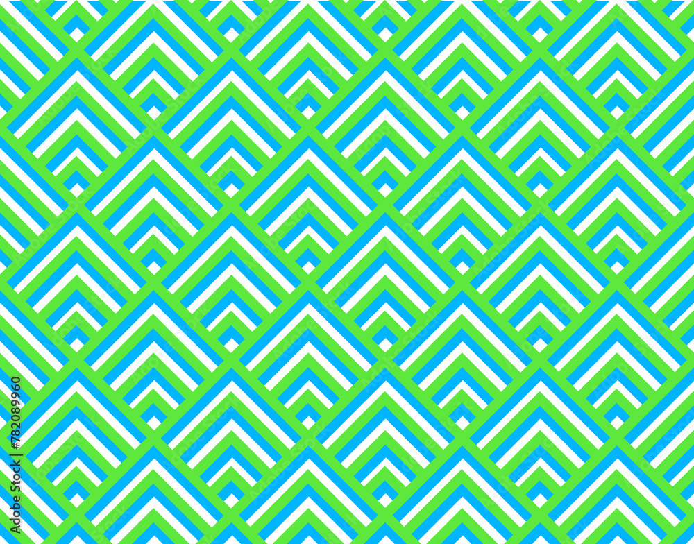 Geometric abstract green blue seamless pattern on white background. Vector pattern of triangles for background and packaging