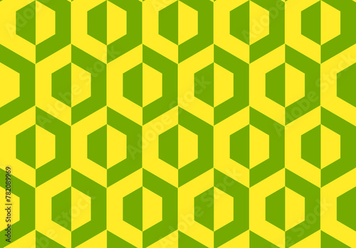 Geometric seamless green yellow pattern. Vector pattern with hexagons for background and packaging (ID: 782089969)